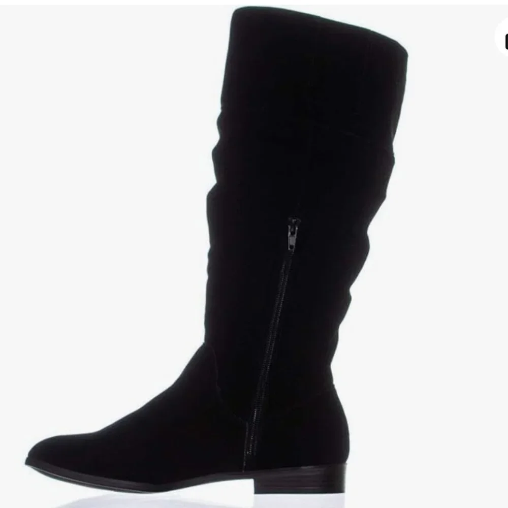 Style & Co Kelimae Black Suede Scrunch Boots Wide Calf - Picture 2 of 8